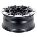 Skill Wheels SV145 9x20 6x139,7 ET19 77,8 чёрный матовый + серебряный обод + чёрные матовые декоративные болты